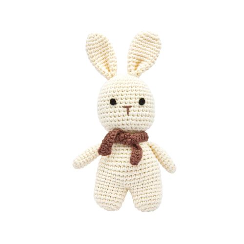 4255686400347 - Handgestrickter Hase gehäkelt aus Baumwolle Spielzeug 18 cm 4255686400347 - Handgestrickter Hase gehäkelt aus Baumwolle Spielzeug 18 cm