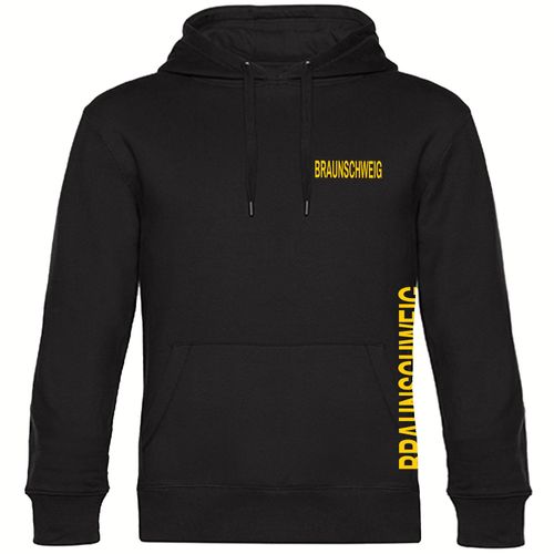 4068859198770 - multifanshop Kapuzen Sweatshirt - Braunschweig - Brust & Seite - Druck gelb - Hoodie