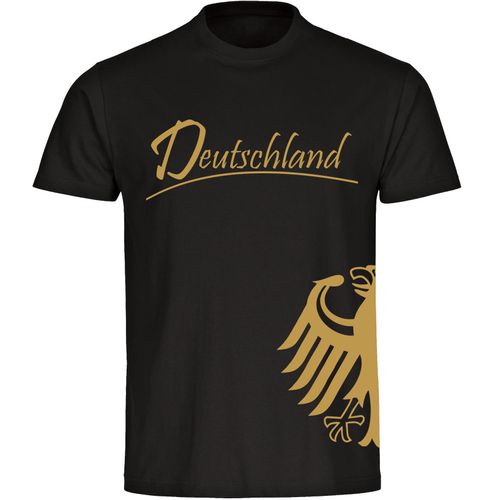 4068859250720 - multifanshop Herren T-Shirt - Deutschland - Adler seitlich Gold - Druck gold metallic - Männer