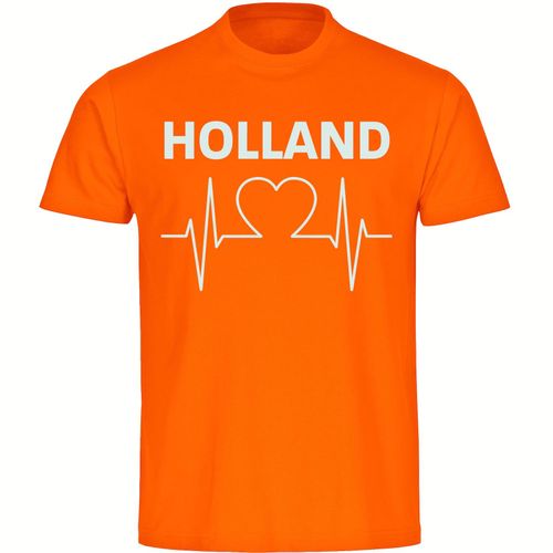 4068859456023 - multifanshop Herren T-Shirt - Holland - Herzschlag - Druck weiß - Männer