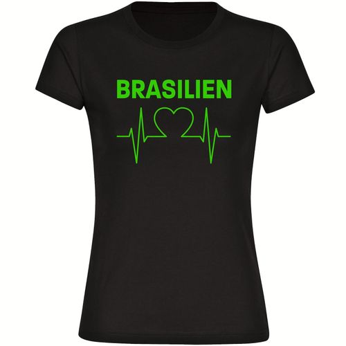 4068859286453 - multifanshop Damen T-Shirt - Brasilien - Herzschlag - Druck gelb - Frauen
