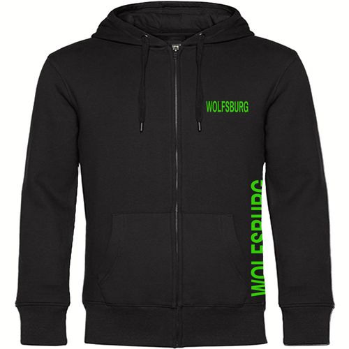 4068859168728 - multifanshop Kapuzen Sweatshirt Jacke - Wolfsburg - Brust & Seite - Druck grün - Sweat