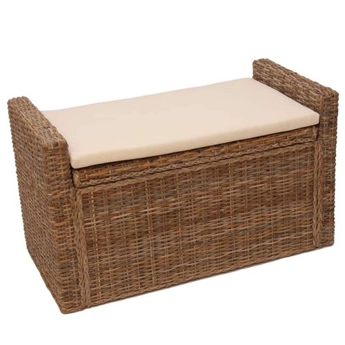4052826134267 - Sitzbank Genua Garderobenbank Bank Sitzhocker mit Stauraum Kissen Kubu Rattan 88cm ~ kubu grau 4052826134267 - Sitzbank Genua Garderobenbank Bank Sitzhocker mit Stauraum Kissen Kubu Rattan 88cm ~ kubu grau