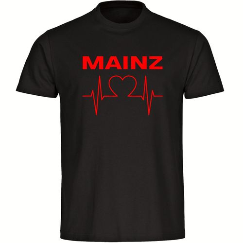 4068859113933 - multifanshop Herren T-Shirt - Mainz - Herzschlag - Druck rot - Männer