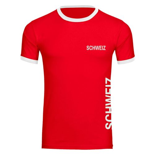 4068859215521 - multifanshop Kontrast T-Shirt - Schweiz - Brust & Seite - Druck weiß - Männer