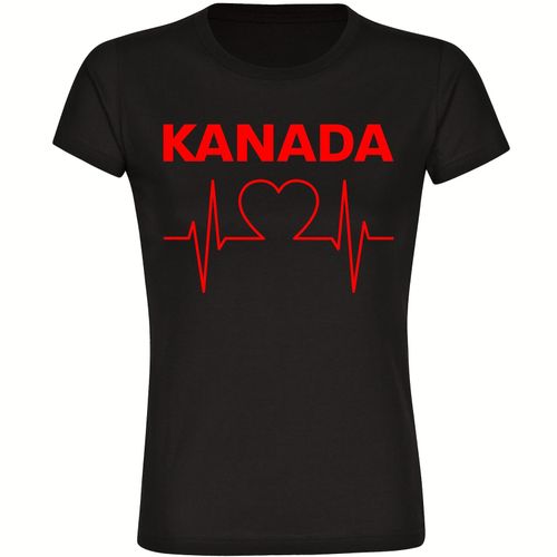 4068859227296 - multifanshop Damen T-Shirt - Kanada - Herzschlag - Druck rot - Frauen