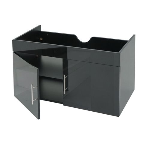 4057651395135 - Waschbeckenunterschrank MCW-D16 Waschtischunterschrank Waschtisch Unterschrank Badmöbel MVG hochglanz 90cm ~ schwarz