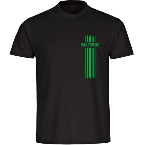 4068859177294 - multifanshop Herren T-Shirt - Wolfsburg - Streifen - Druck grün - Männer