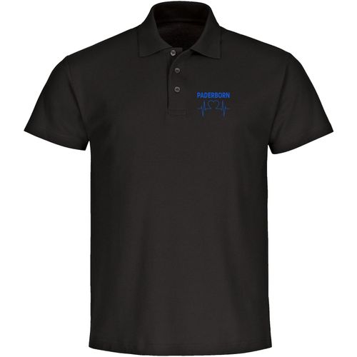 4068859041274 - multifanshop Poloshirt - Paderborn - Herzschlag - Druck blau - Polo