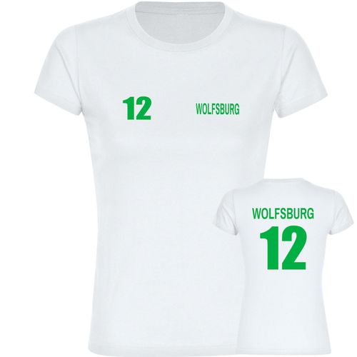 4068859170967 - multifanshop Damen T-Shirt - Wolfsburg - Trikot Nummer 12 - Druck grün - Frauen