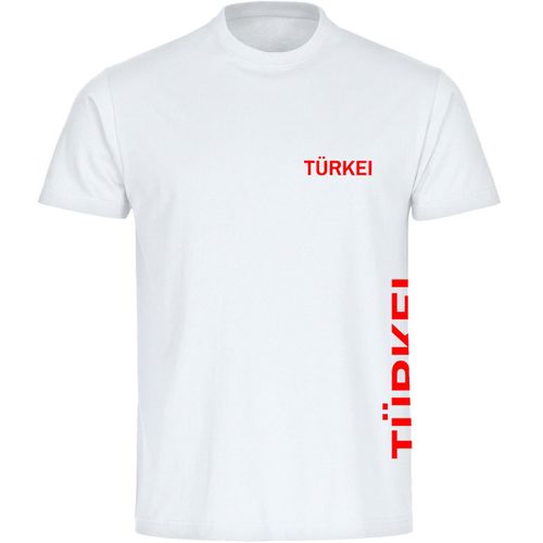 4068859477240 - multifanshop Herren T-Shirt - Türkei - Brust & Seite - Druck rot - Männer