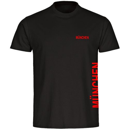 4068859084820 - multifanshop Herren T-Shirt - München rot - Brust & Seite - Druck rot - Männer