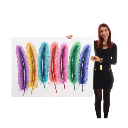 4057651057644 - Wandbild Federn 100% handgemaltes Ölgemälde Gemälde XL 120x90cm 4057651057644 - Wandbild Federn 100% handgemaltes Ölgemälde Gemälde XL 120x90cm