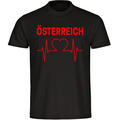 4068859466497 - multifanshop Herren T-Shirt - Österreich - Herzschlag - Druck rot - Männer