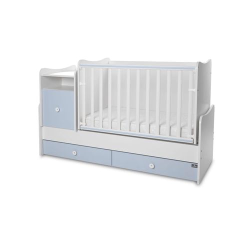 3800166104805 - Babybett 4 in 1 Trend Plus NEW Schaukelfunktion Jugendbett Schreibtisch weiß blau