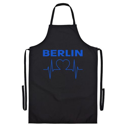 4068859032821 - multifanshop Grillschürze - Berlin blau - Herzschlag - Druck blau - Schürze 4068859032821 - multifanshop Grillschürze - Berlin blau - Herzschlag - Druck blau - Schürze