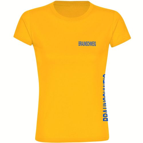 4068859198206 - multifanshop Damen T-Shirt - Braunschweig - Brust & Seite - Druck blau - Frauen