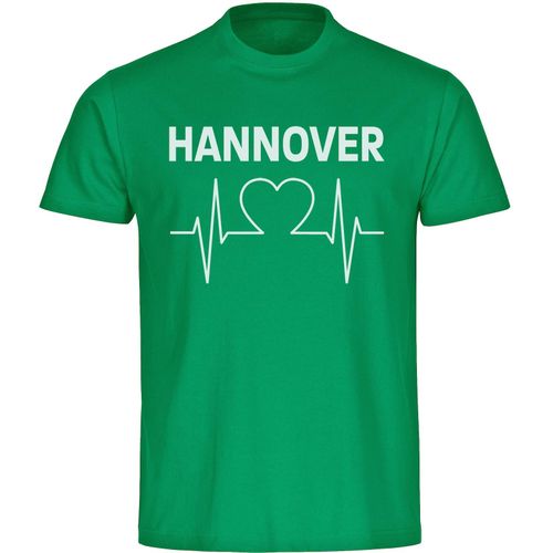 4068859172732 - multifanshop Herren T-Shirt - Hannover - Herzschlag - Druck weiß - Männer