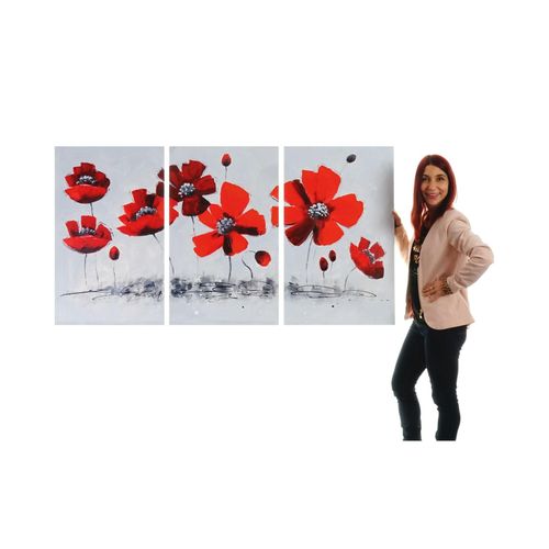4057651056005 - Wandbild Mohnblume 100% handgemaltes Ölgemälde Gemälde XL 165x90cm