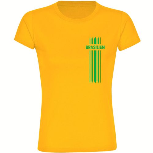 4068859286835 - multifanshop Damen T-Shirt - Brasilien - Streifen - Druck grün - Frauen