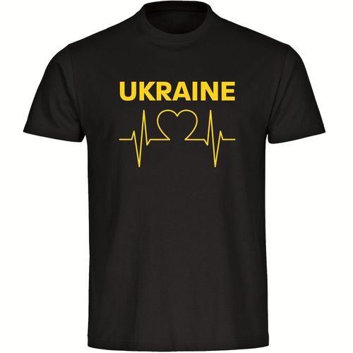 4068859299224 - multifanshop Kinder T-Shirt - Ukraine - Herzschlag - Druck gelb - Kind