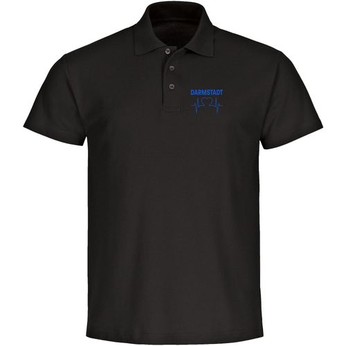 4068859035556 - multifanshop Poloshirt - Darmstadt - Herzschlag - Druck blau - Polo