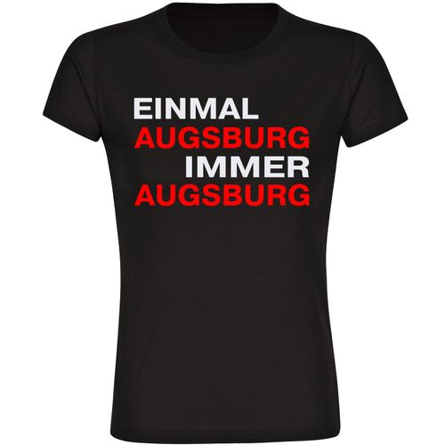 4068859143473 - multifanshop Damen T-Shirt - Augsburg - Einmal Immer - Druck rot - Frauen