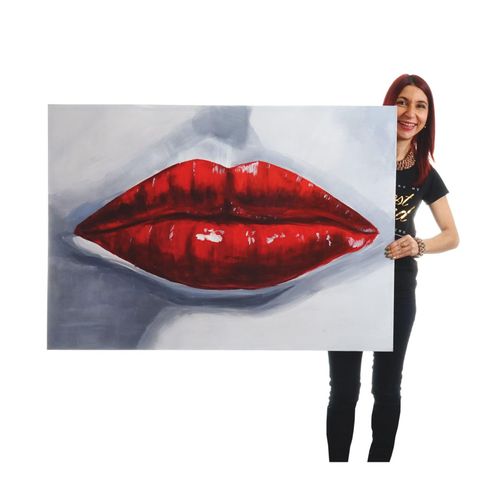 4057651057422 - Wandbild Lippen 100% handgemaltes Ölgemälde Gemälde XL 120x85cm