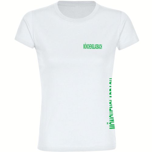4068859167349 - multifanshop Damen T-Shirt - Mönchengladbach - Brust & Seite - Druck grün - Frauen