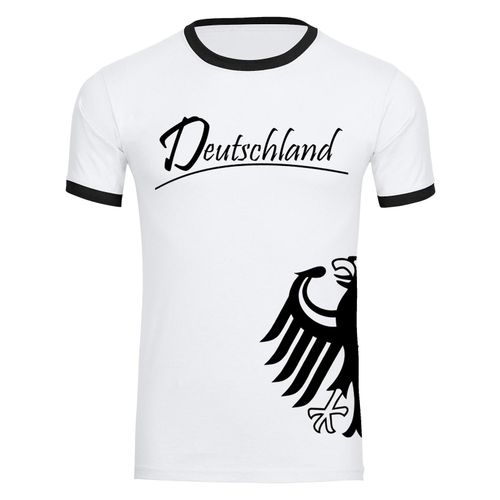 4068859262198 - multifanshop Kontrast T-Shirt - Deutschland - Adler seitlich - Druck schwarz - Männer 4068859262198 - multifanshop Kontrast T-Shirt - Deutschland - Adler seitlich - Druck schwarz - Männer