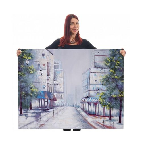 4057651173986 - Wandbild Ortschaft 100% handgemaltes Ölgemälde Gemälde XL 120x90cm