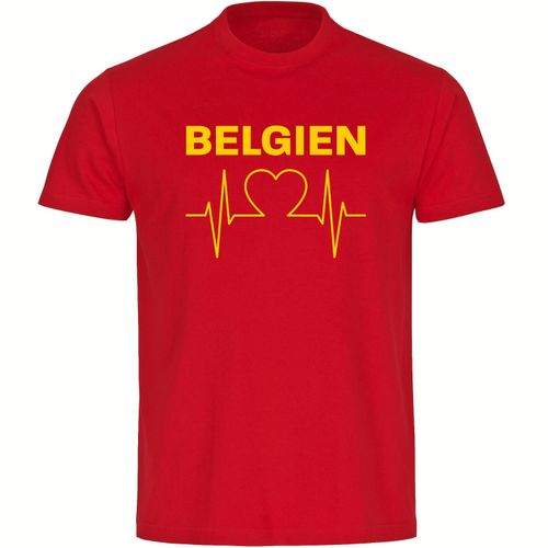 4068859291525 - multifanshop Herren T-Shirt - Belgien - Herzschlag - Druck gelb - Männer