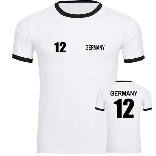 4068859366933 - multifanshop Kontrast T-Shirt - Germany - Trikot Nummer 12 - Druck schwarz - Männer