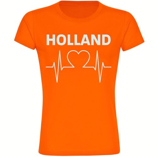 4068859455699 - multifanshop Damen T-Shirt - Holland - Herzschlag - Druck weiß - Frauen