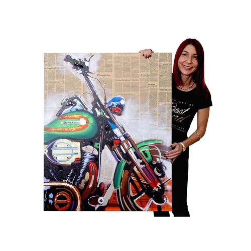 4057651134451 - Wandbild Motorrad 100% handgemaltes Ölgemälde Gemälde XL 80x100cm