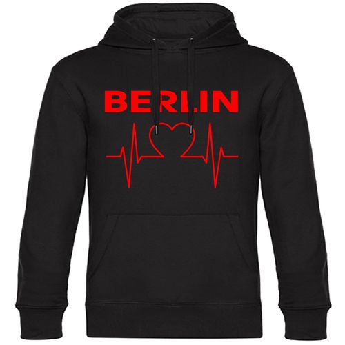 4068859104375 - multifanshop Kapuzen Sweatshirt - Berlin rot - Herzschlag - Druck rot - Hoodie