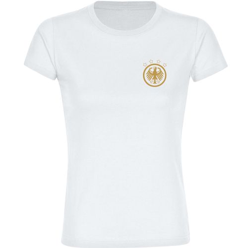 4068859267377 - multifanshop Damen T-Shirt - Deutschland - Adler Retro Gold - Druck gold metallic - Frauen