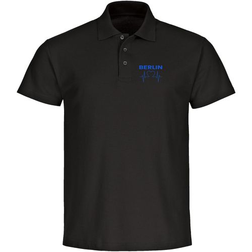 4068859032128 - multifanshop Poloshirt - Berlin blau - Herzschlag - Druck blau - Polo