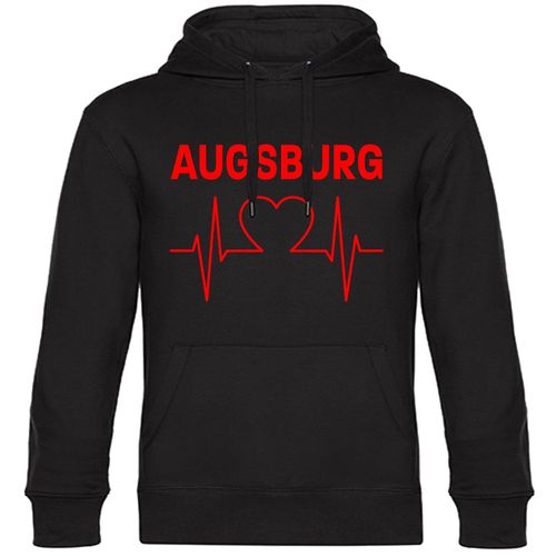 4068859102081 - multifanshop Kapuzen Sweatshirt - Augsburg - Herzschlag - Druck rot - Hoodie