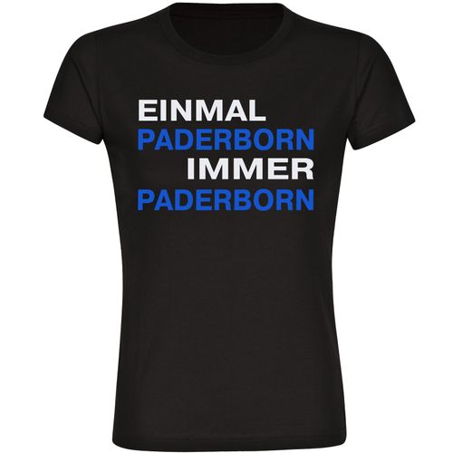 4068859058548 - multifanshop Damen T-Shirt - Paderborn - Einmal Immer - Druck blau - Frauen