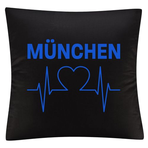 4068859040772 - multifanshop Kissenbezug - München blau - Herzschlag - Druck blau - Kissen