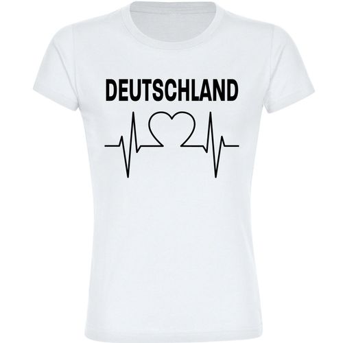 4068859268909 - multifanshop Damen T-Shirt - Deutschland - Herzschlag - Druck schwarz - Frauen