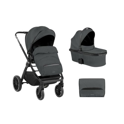 3800171210768 - Kikkaboo Kinderwagen Tiffany 2 in 1 Babywanne Sportsitz Wickeltasche PU-Räder grau schwarz 3800171210768 - Kikkaboo Kinderwagen Tiffany 2 in 1 Babywanne Sportsitz Wickeltasche PU-Räder grau schwarz