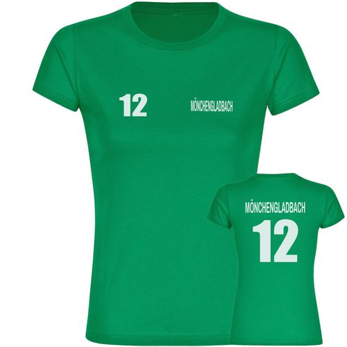 4068859170394 - multifanshop Damen T-Shirt - Mönchengladbach - Trikot Nummer 12 - Druck weiß - Frauen