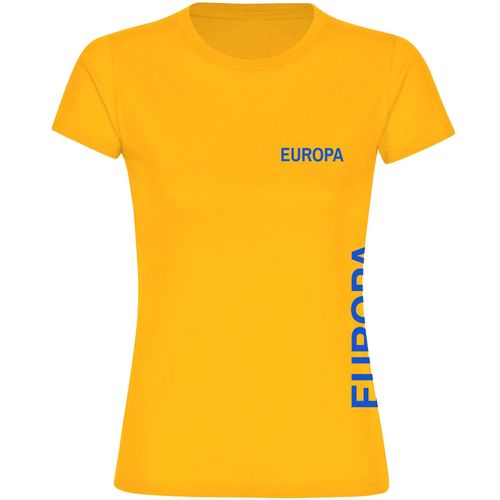 4068859303082 - multifanshop Damen T-Shirt - Europa - Brust & Seite - Druck blau - Frauen