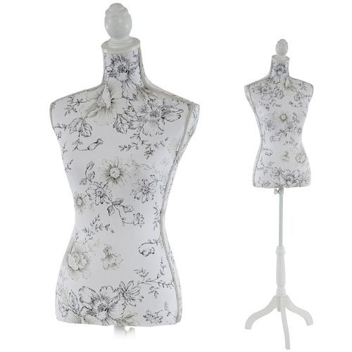 4052826168552 - Schneiderpuppe T223 Schaufensterpuppe Torso weiblich Fiberglas ~ Weiß mit Blumen 4052826168552 - Schneiderpuppe T223 Schaufensterpuppe Torso weiblich Fiberglas ~ Weiß mit Blumen