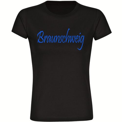 4068859206253 - multifanshop Damen T-Shirt - Braunschweig - Schriftzug - Druck blau - Frauen