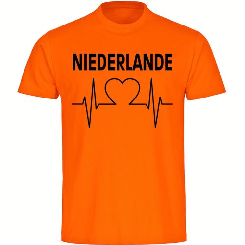 4068859456856 - multifanshop Herren T-Shirt - Niederlande - Herzschlag - Druck schwarz - Männer