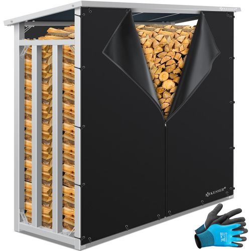 4255598319102 - KESSER® Kaminholzregal Metall 188 x 70 x 185 cm Brennholzregal 33 SRM 23m³ außen Stahlrahmen + Abdeckung & Handschuhe Stapelhilfe Kaminholzlager Wasserdichter Holzlager für Garten Terrasse 4255598319102 - KESSER® Kaminholzregal Metall 188 x 70 x 185 cm Brennholzregal 33 SRM 23m³ außen Stahlrahmen + Abdeckung & Handschuhe Stapelhilfe Kaminholzlager Wasserdichter Holzlager für Garten Terrasse