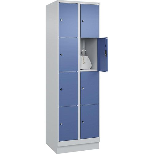 4066681683501 - 4er-Schließfachschrank Classic PLUS 2 Abteile lichtgrau fernblau B 600 mm 8 Fächer mit Bodensockel 4066681683501 - 4er-Schließfachschrank Classic PLUS 2 Abteile lichtgrau fernblau B 600 mm 8 Fächer mit Bodensockel